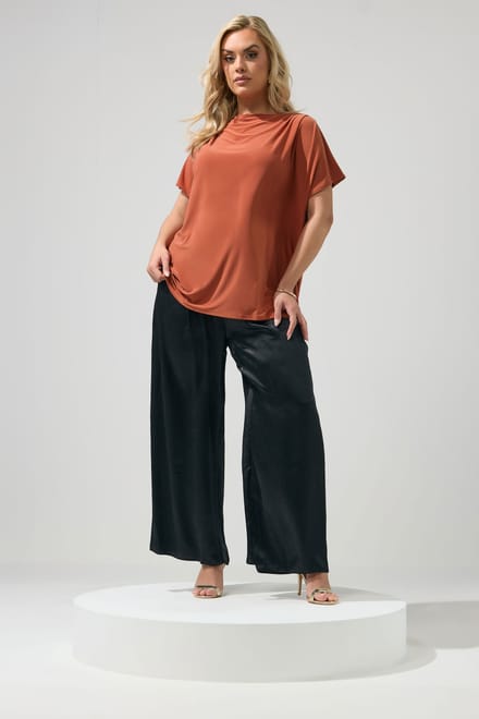 Yours London Oranje Top Met Vallende Schouders Size 40