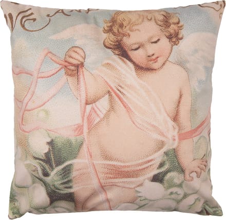 Clayre & Eef Kussenhoes 45x45 cm Roze Wit Polyester Engel