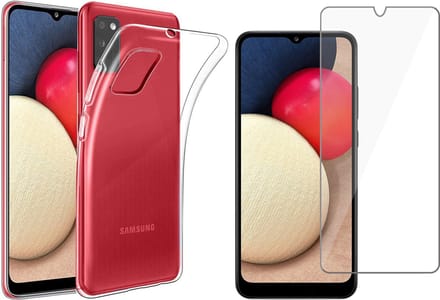Hoesje geschikt voor Samsung A02s en Screenprotector - Transparant Case Cover Hoes + Screenprotector