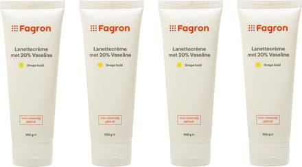 Fagron Lanettecréme met 20% Vaseline - 4x100 gram voordeelverpakking