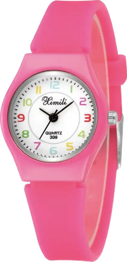Hidzo Kinderhorloge - Analoog - Licht Roze - Siliconen - Inclusief Horlogedoosje