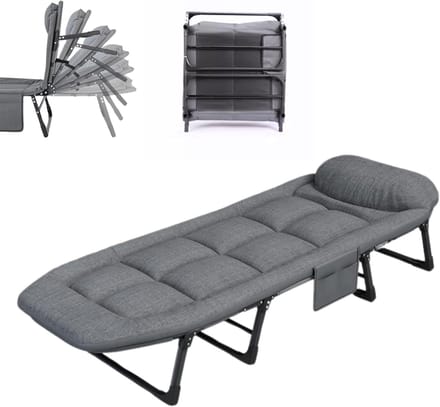 Opvouwbaar Campingbed met Kussen en Zak - Draagbaar en Comfortabel