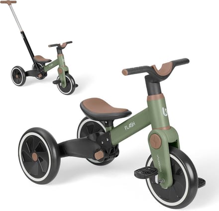 Evolutionaire 5-in-1 Driewieler Loopfiets voor Peuters 1.5 tot 4 Jaar met Duwstang