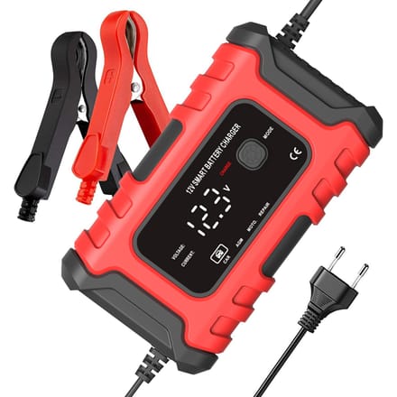 Motorfietsacculaders 12V6A Volautomatische slimme acculaders Onderhoudsapparaat Draagbare druppellader EU rood