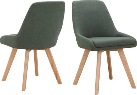 Rudi-Gestoffeerde eetkamerstoelen set van 2 in Woollook groen