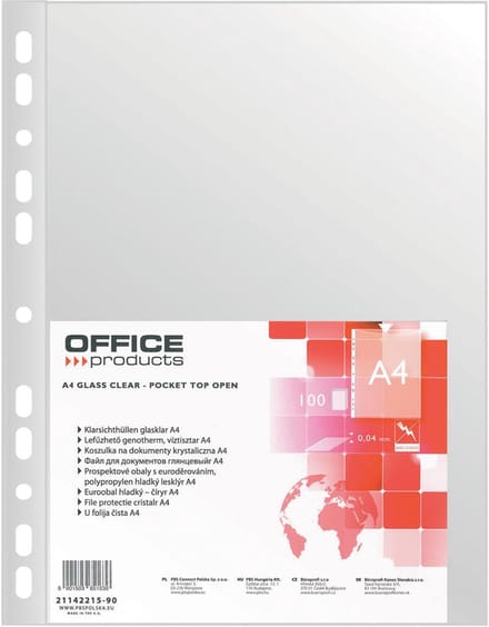 OFFICE products geperforeerde showtas | A4 | 40 micron | glashelder | pak van 100 stuks