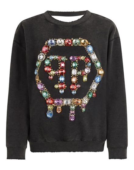Open Back Sweatshirt Hexagon Stones