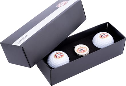 XQMax - PSV Golfballen Giftset - 2 PSV Golfballen Met PSV Golfbal Marker
