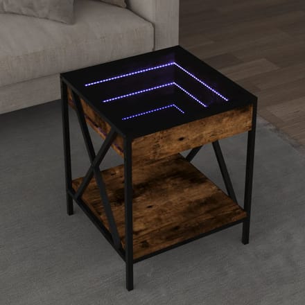 vidaXL - Salontafel - met - Infinity - LED - 40x40x49 - cm - gerookt - eikenkleurig
