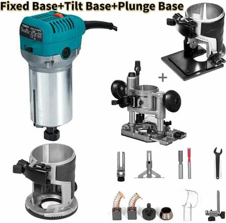 Mygroot -Kantenfrees - Compacte Boven frees - Boven freesmachine - 710 W - Vaste basis Plunge Base Offset Base.
