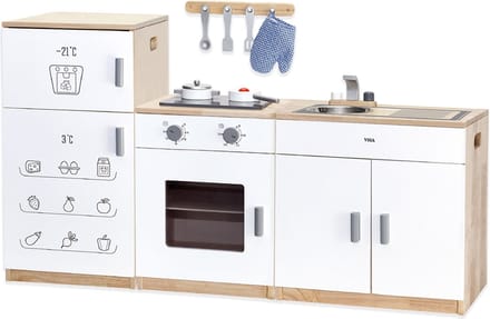 Viga Toys - Houten - Speelkeuken Luxe - 3 delig - Wit/Naturel