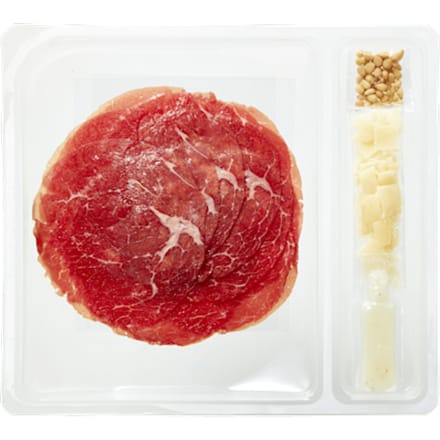Carpaccio kaas pijnboompit dressing