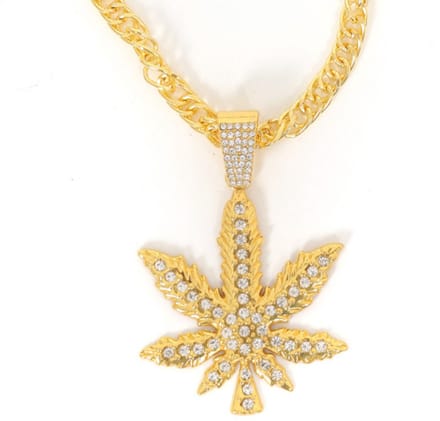 Pooierketting - Ketting Wiet Blad - Goud Steentjes