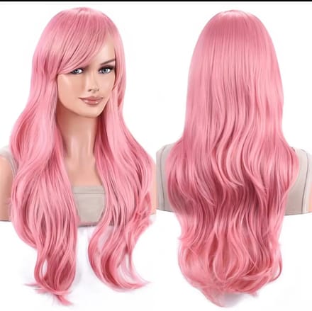 Roze pruik- Pink Wig- Carnaval- Long Wig- Lang Haar Pruik-