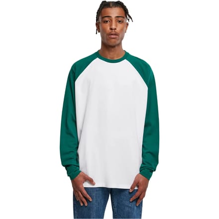 Urban Classics - Organic Oversized Raglan Longsleeve shirt - 3XL - Wit/Groen