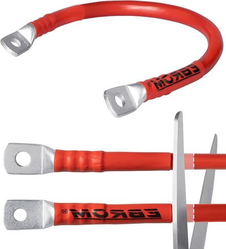 Accukabel Set - Autokabel Flexibel - Stroom Aansluiten - Kant-en-klaar Gemonteerd - 25 mm² - Rood