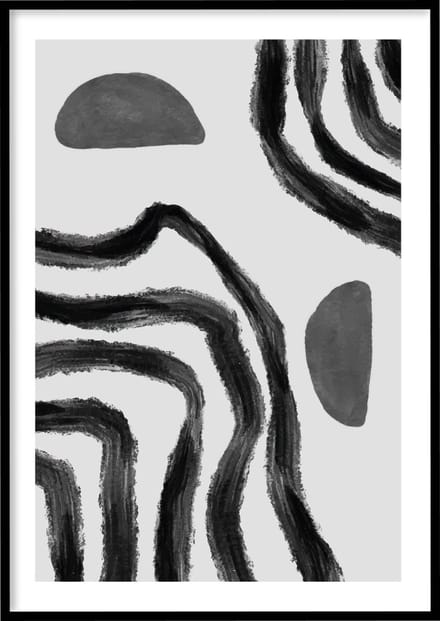 Poster Abstract Lines And Semicircle - 30x40 cm - Abstracte poster - Exclusief fotolijst – WALLLL