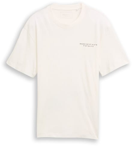 Tom Tailor Denim - Relaxed fit T-shirt met print - Maat XS - Wool White