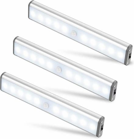 Kastverlichting - 3 Stuks - 20 cm - Beweging en dag/nachtsensor - Op Batterijen - Warm Wit
