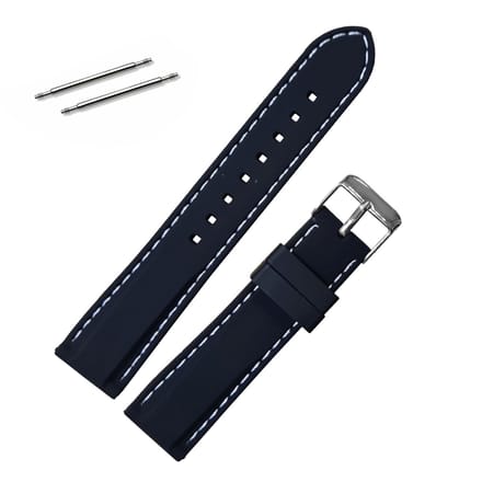 Fako® - Horlogebandje - Siliconen DLX - 20mm - Zwart/Wit