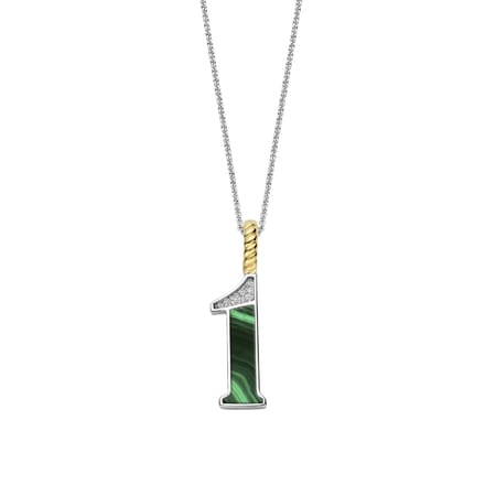 TI SENTO Dames Hanger - 925 zilver - Cijfer 1 - Malachiet - 6841MA_1