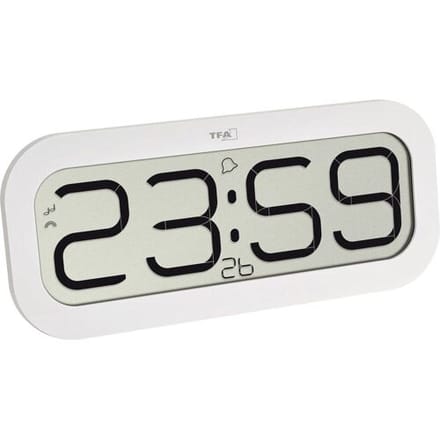 TFA Dostmann 60.4514.02 Wandklok Zendergestuurd 2.8 cm x 32.1 cm x 14 cm Wit Groot display