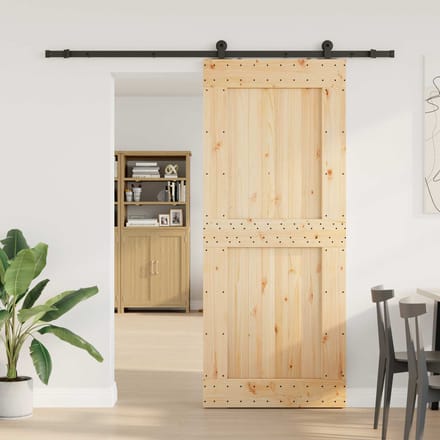 vidaXL - Schuifdeur - NARVIK - Naturel - en - Zwart - 95 - x - 210 - cm - (213,5 - cm)