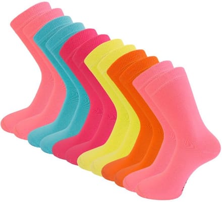 12 paar Damessokken - SQOTTON - Neon - Maat 39-42
