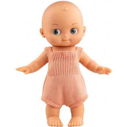 Paola Reina Mini Pancha babypop met zalmroze romper blank met groene ogen 28cm