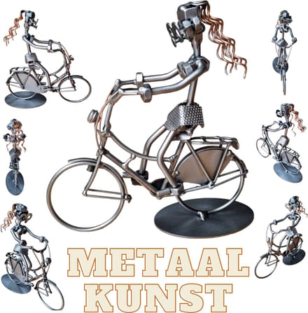 Fietser-metaal beeld-metaal kunst-uniek cadeau-het best cadeau-fiets-metaal-kunst-sinterklas gift-geschenk