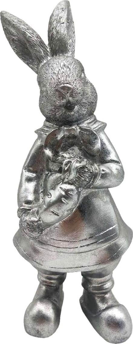 Clayre & Eef Beeld Konijn 22 cm Zilverkleurig Kunststof