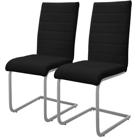 Set van 2 slede eetkamerstoelen met rugleuning zwart kunstleer bekleed ML-Design