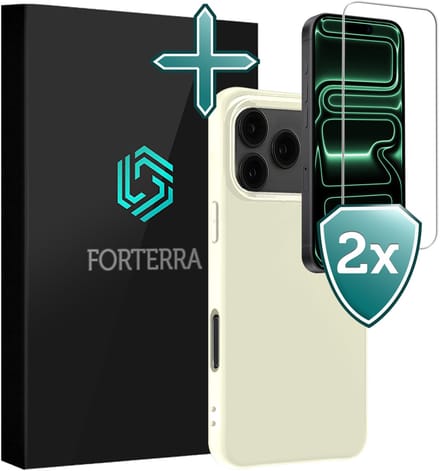 Hoesje Met 2x Screenprotector - Geschikt voor Apple iPhone 17 Pro Max / 18 Pro Max - Sterk & Shockproof - Telefoon Hoes - Back Cover - Siliconen Case - Wit