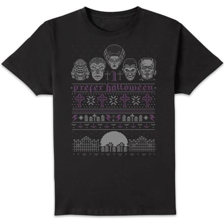 Universal Monsters I Prefer Halloween Kerst T-Shirt - Zwart - M