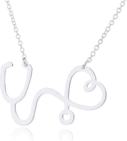 24/7 Jewelry Collection Stethoscoop Hart Ketting - Dokter - Zilverkleurig