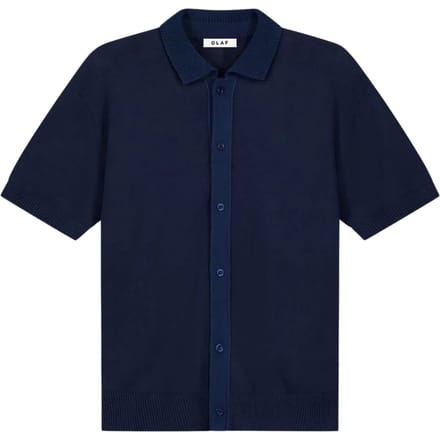Olaf Linen Knitted Ss Polo Polos Donkerblauw M250702