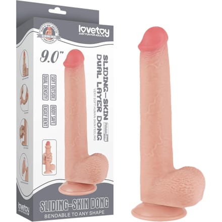 LoveToy - Dildo - Schuifhuid dildo - Lengte 22 cm - Diameter Ø 3.7 cm - Lichte Beige
