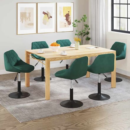 vidaXL - Eetkamerstoelen - draaibaar - 6 - st - fluweel - donkergroen