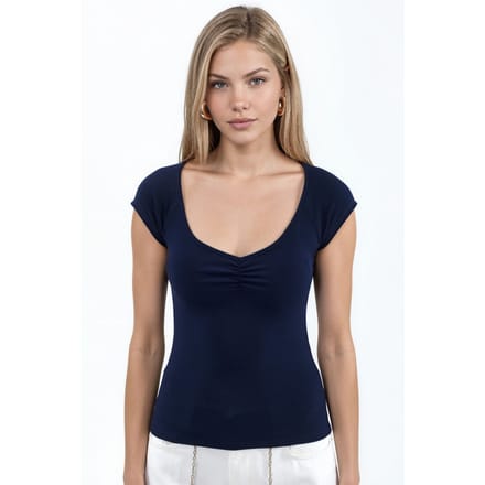V-hals Korte Mouw Drapé Blouse