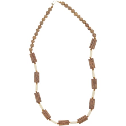 Behave – Ketting – Houten kralen – Beige;Bruin – 90 cm – Statement look