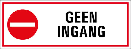 Geen ingang sticker 200 x 75 mm