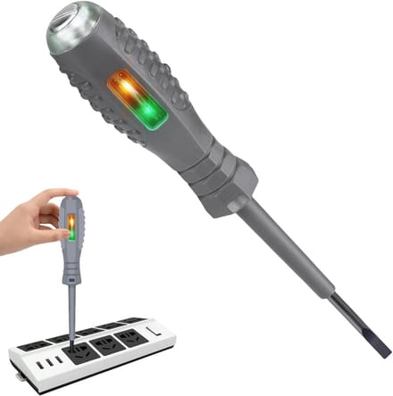 Spanningstester Schroevendraaier - Elektriciteitsdetector Pen - Spanning Controleren - 2-in-1 Functie - 168 cm - Grijs