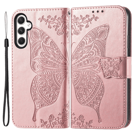 Comfycase Samsung A55 Butterfly Gravure Book Hoesje Roze