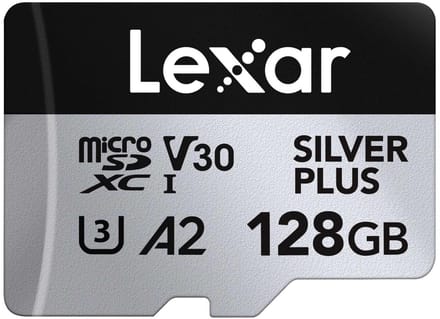 Lexar microSDXC Silver Plus UHS-I 128GB - Lezen 205MB/s, Schrijven 150MB/s - V30