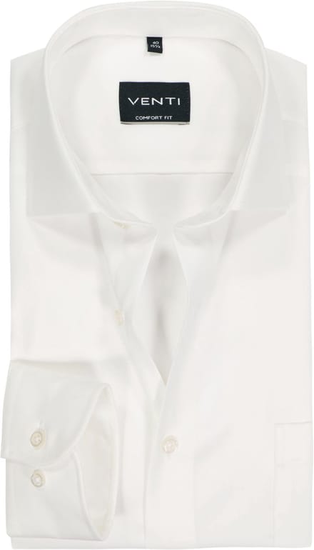 VENTI CASA MODA comfort fit overhemd - mouwlengte 7 - structuur - offwhite - Strijkvrij - Boordmaat: 48