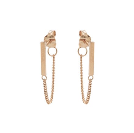 Karma oorbel Chain Tubes Square Silver Riseplated-M1818