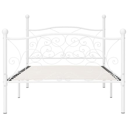 vidaXL - Bedframe - met - lattenbodem - metaal - wit - 100x200 - cm
