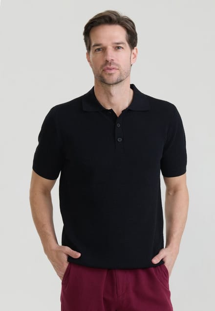 Felix Hardy Overhemd Knit - Basic Shirt - 100% Katoen - Korte Mouw Heren Zwart - S