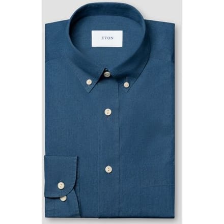 Eton Overhemd Garment Washed Casual Button Down Lightweight Denim Twill Denim Blue / male