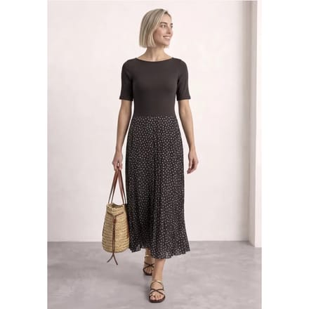 Midi-jurk met geplooide rok en print
